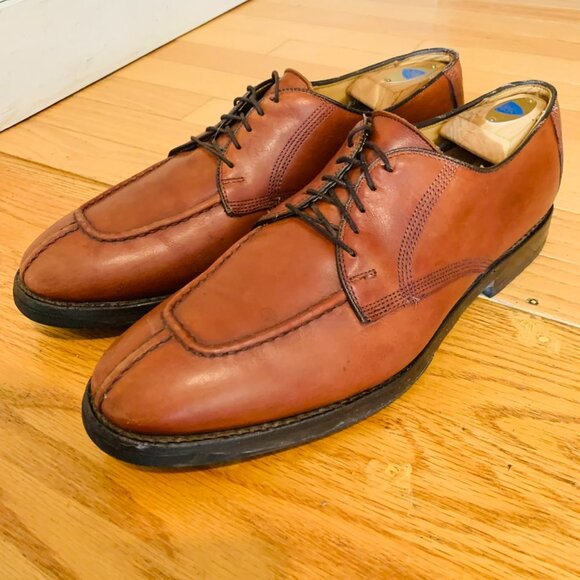 Allen Edmonds Dellwood Brown Leather Split Toe Oxfords Lace Up Men's Shoes 11 - Picture 1 of 16